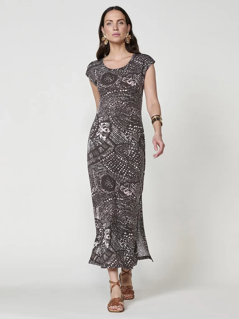 🌿 Vestido largo ajustado con estampado étnico de Koroshi