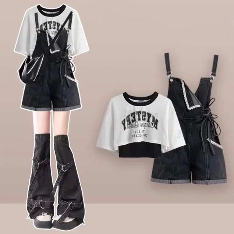 Conjunto de 3 piezas de moda de verano 2026 para niña: Top elegante coreano de manga…