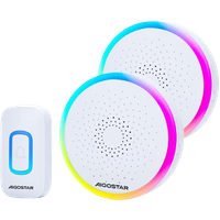 Aigostar RGB Timbre Inalámbrico, Timbre Inalámbrico Exterior Impermeable Sin Pilas, IP55, 5 Niveles De Volumen (0-120dB) Y 60 Melodías, Blanco (2 Receptor Y 1 Transmisor)