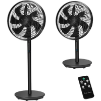 Taylor Swoden Eurus - Ventilador de pie y de mesa digital 2 en 1 con 7 aspas, temporizador de 9 horas, control remoto, altura ajustable de 68 a 110 cm, 3 velocidades y 3 modos, oscilación de 90°, 45W