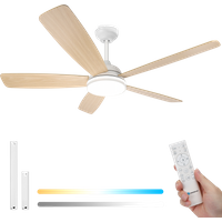 Aigostar Ventilador de Techo con Luz Silencioso 52″, Motor DC Reversible 30W, Mando a Distancia, 6 Veloci