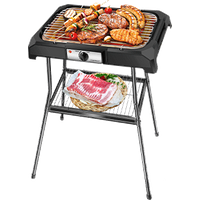 Aigostar Lava Pro 30RRD - Barbacoa eléctrica con patas, Grill, 2000W, bandeja recoge grasa extraíble, uso