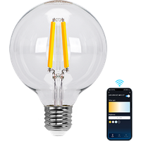 Aigostar Bombilla LED inteligente. Bombilla Alexa LED vintage, G95 Transparente tipo globo, 6W 850LM E27, regulable cálida a fría 2700K a 6500K. Compatible con Alexa y Google home