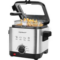 Aigostar Fries 30IZD - Freidora compacta de 1,5 litros, libre de BPA, 1000 watios con gran ventana transparente y temperatura ajustable. Acero inoxidable