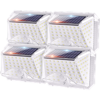 Luz Solar Exterior,Luces LED Solares Exteriores【4 Pack / 3 Modos】con Sensor de Movimiento,270º Impermeable IP65 para Jardín Camino Entrada Garaje Patio