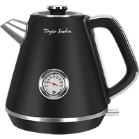 Taylor Swoden Aladin - Hervidor de agua eléctrico, 2200W, inalámbrico, diseño retro, 1,7 litros, acero inoxidable, apagado automático, ventana para visualizar la temperatura.