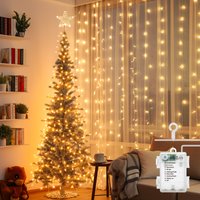 Aigostar cortina luces navidad, 2M*2M, 8 Modos Cadena de Luces con Remoto, 200 LED, temporizador, luces arbol navidad Resistente al Agua, para exterior y Interior, decoracion navidad, Fiestas