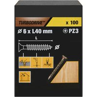 100 tornillos para madera pz premium 6x40 mm turbodrive