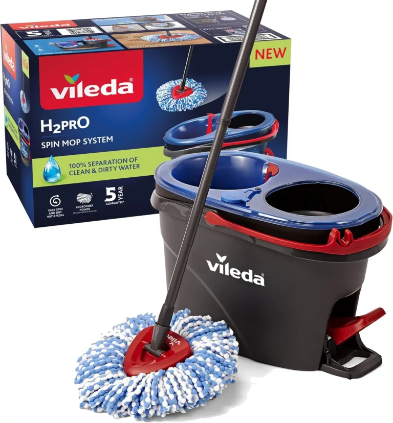 Vileda H2PrO Spin mop, Sistema de fregado, Doble depósito de separación de Agua, Escurrido sin Esfuerzo,…