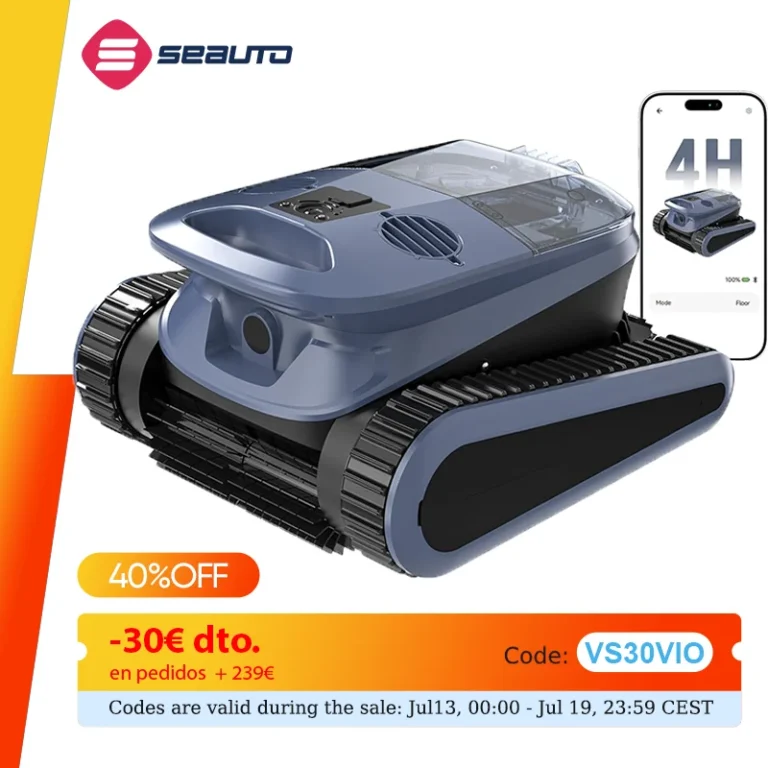 Limpiador Robótico de Piscinas Seauto SAT 40, 240 Minutos de Autonomía, Navegación con Sonar IA, 4…