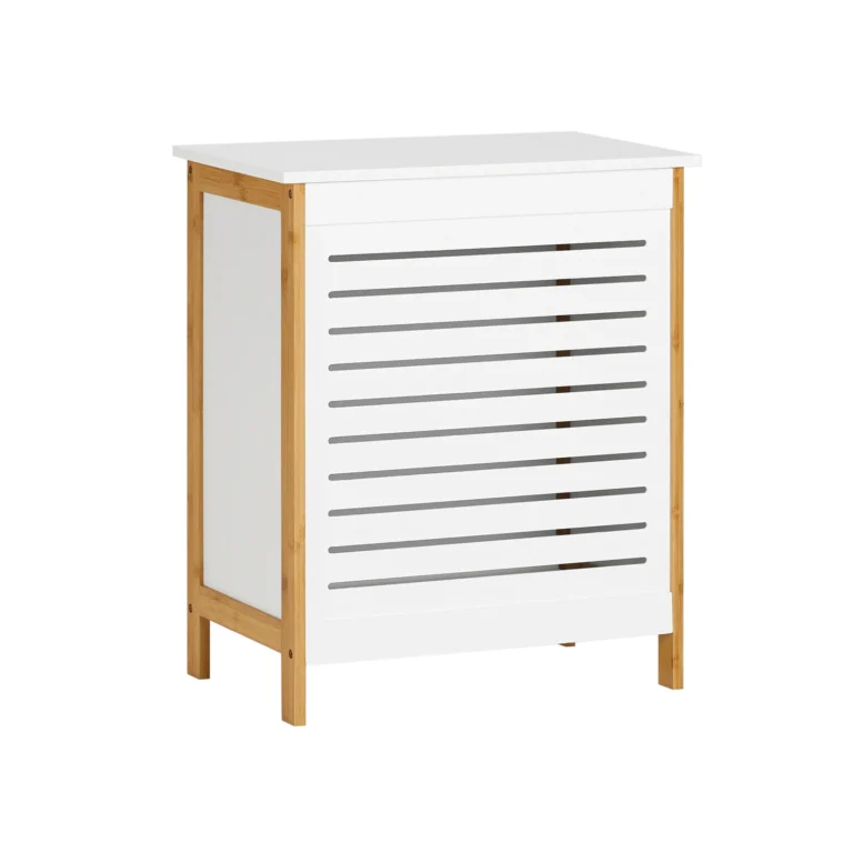 SoBuy FSS66-WN Cesto para la colada, coletor de ropa, cubo para la colada con tapa, blanco…