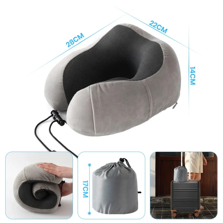 Almohada ergonómica de espuma viscoelástica Good Nite para el cuello, ajustable y lavable, para viajes en…