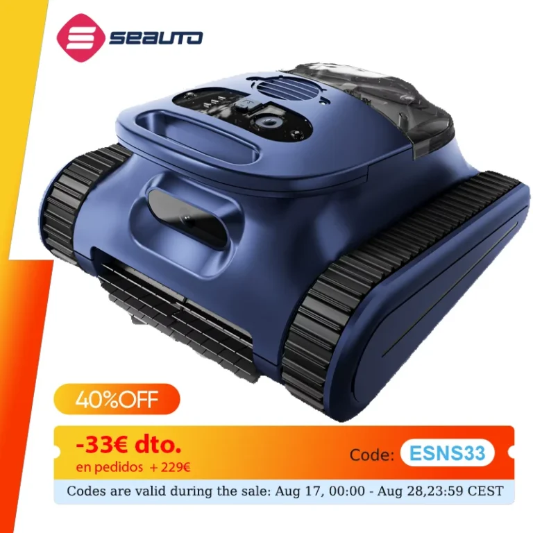 Aspiradora robótica para piscina Seauto Crab Pro, robot para escalar paredes, adecuado para paredes y suelos…