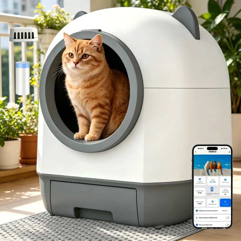 Caja de arena autolimpiable para gatos, gran capacidad de 65L, equipada con sensores de seguridad, control…