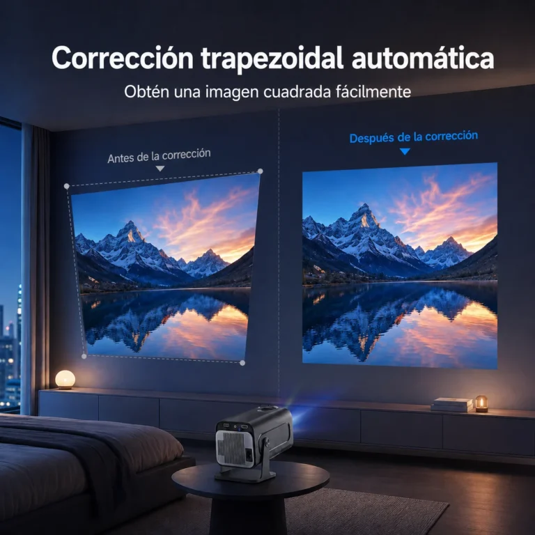 Mini Proyector HY320 con Fuente de Luz LCD, WiFi 6 de Doble Banda Inteligente, BT 5.0,…