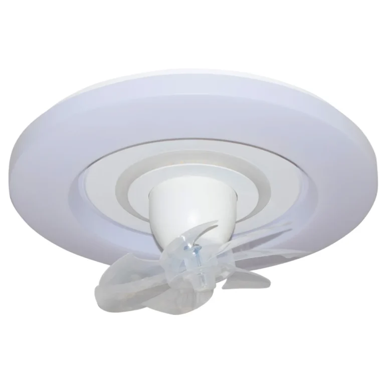 BEL AIR HOME - Ventilador/Plafón AKASHA blanco con motor DC, 6 aspas, 38W LED 3000-6000K, Al.21xD.48cm
