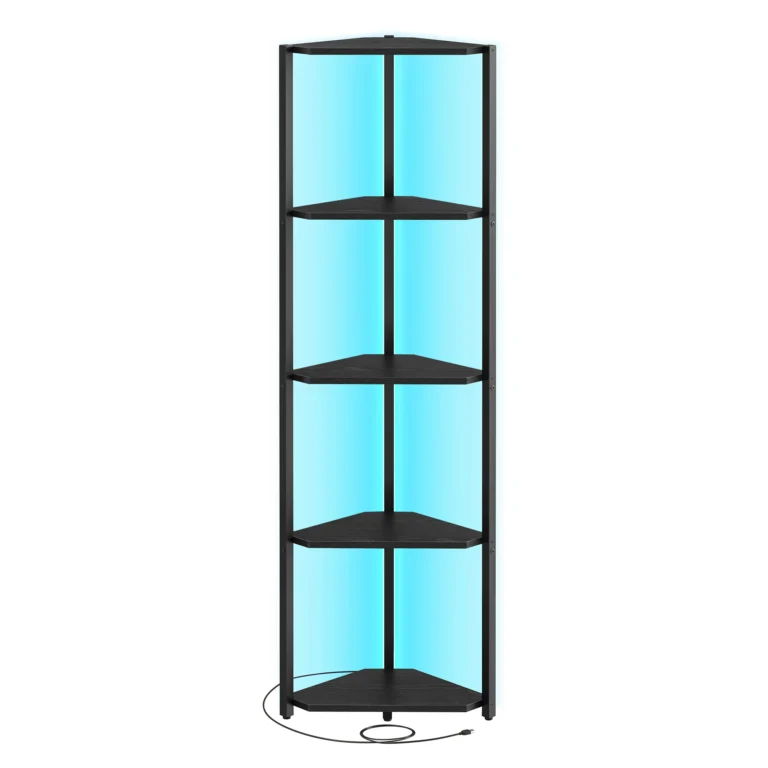 VASAGLE Estantería Esquinera de 5 Niveles, Estantería con Iluminación LED Ajustable, Estantería con Marco de Acero,…
