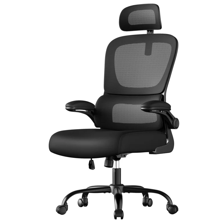 SONGMICS Silla de Oficina, Silla de Escritorio, Ergonómica, Tejido de Malla de Doble Capa, Reposabrazos Plegables,…