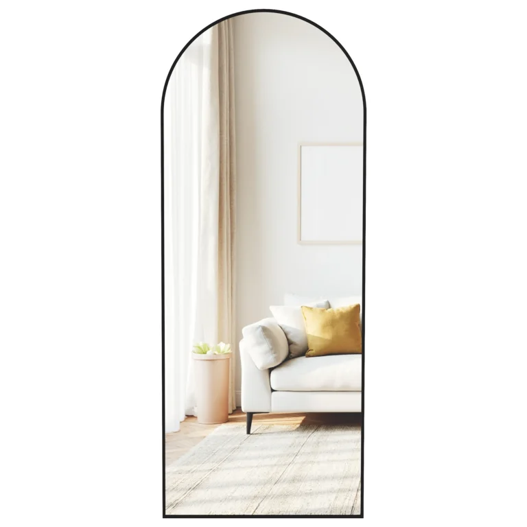 SONGMICS Espejo de Cuerpo Entero, 165 x 60 cm, Espejo de Pie Arqueado con Soporte, con…