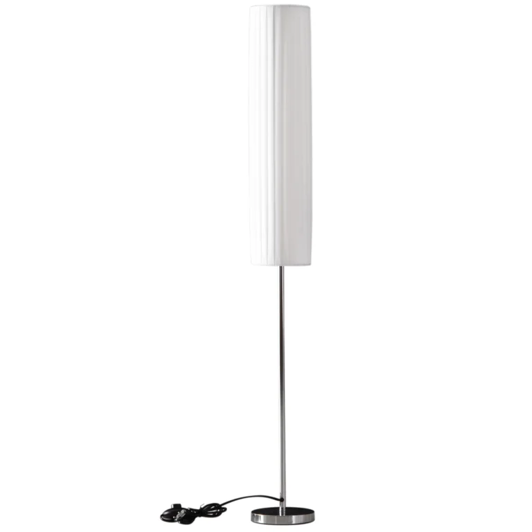 HOMCOM-Lámpara de Pie Moderna E27, 40W, Pulsador de Pie, Base de Acero Inoxidable