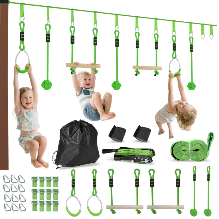 Pista de obstáculos AIYAPLAY Ninja para niños, 10 m, carga 50 kg, Slackline y bolsa de…