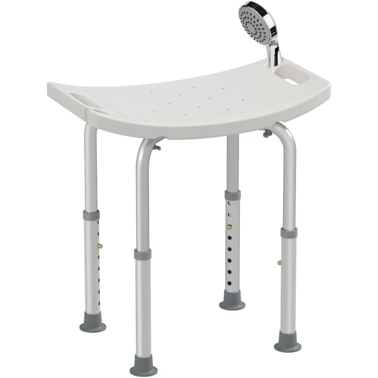 HOMCOM Asiento de Ducha con Altura Ajustable, Taburete Ergonómico con Patas Antideslizantes, Carga Máxima Kg alu…