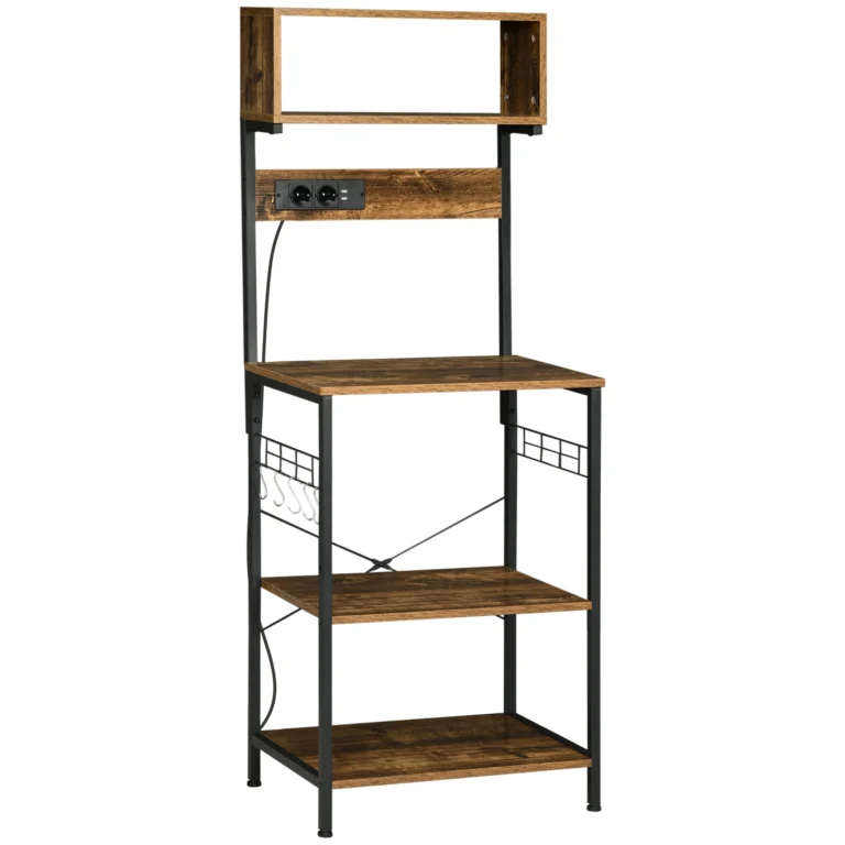 Soporte de cocina HOMCOM para unidad de almacenamiento industrial, estante para microondas, 60x42x cm, marrón rústico