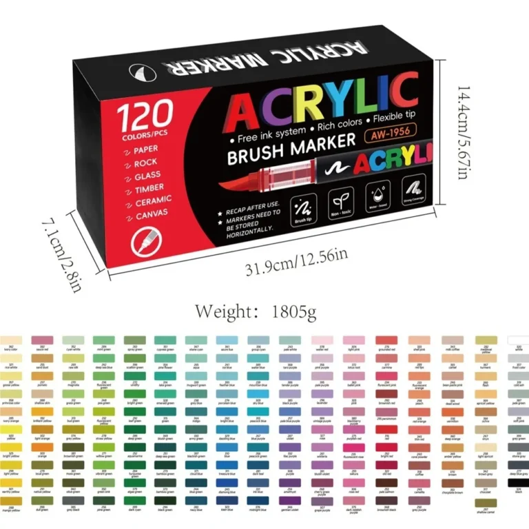 Juego de Marcadores Acrílicos Premium de 120 Unidades con Puntas de Pincel Suaves y Cómodas. Versátil…