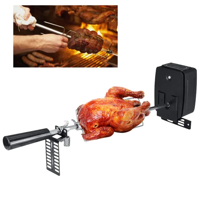 360 ° Asador Eléctrico Giratorio, Asador Motorizado de 2-3 RPM, Parrilla de Acero Inoxidable Resistente