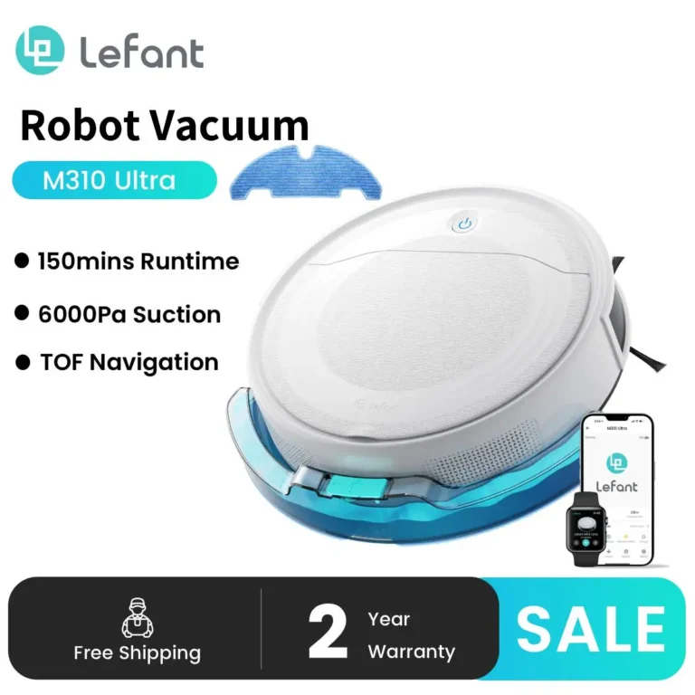 Aspiradora Robótica LEFANT M310 Ultra con Navegación TOF LiDAR, Succión de 6000 Pa, 150 Minutos de…