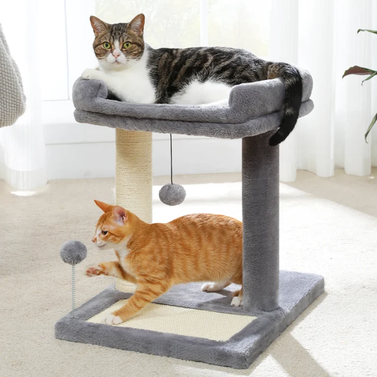 Árbol para Gatos de 44 cm con Cama Superior Extraíble, Rascador y Postes de Rascado Dobles,…