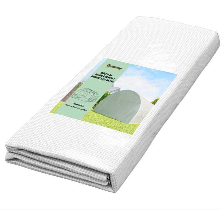 Lona Outsunny 6x3x2 m, Invernadero Tipo Túnel 6x3x2 m, Anti-UV, Impermeable, 12 Ventanas + Puerta Enrollable…