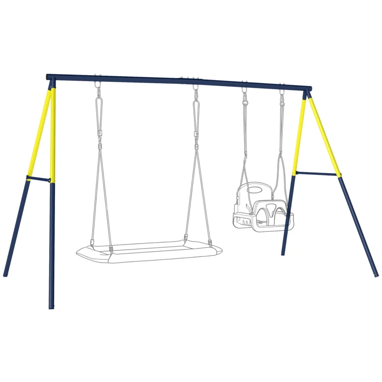 AIYAPLAY Estructura de Columpio Infantil Metálica para 2 Columpios Carga 150 kg para Asiento de Columpio…