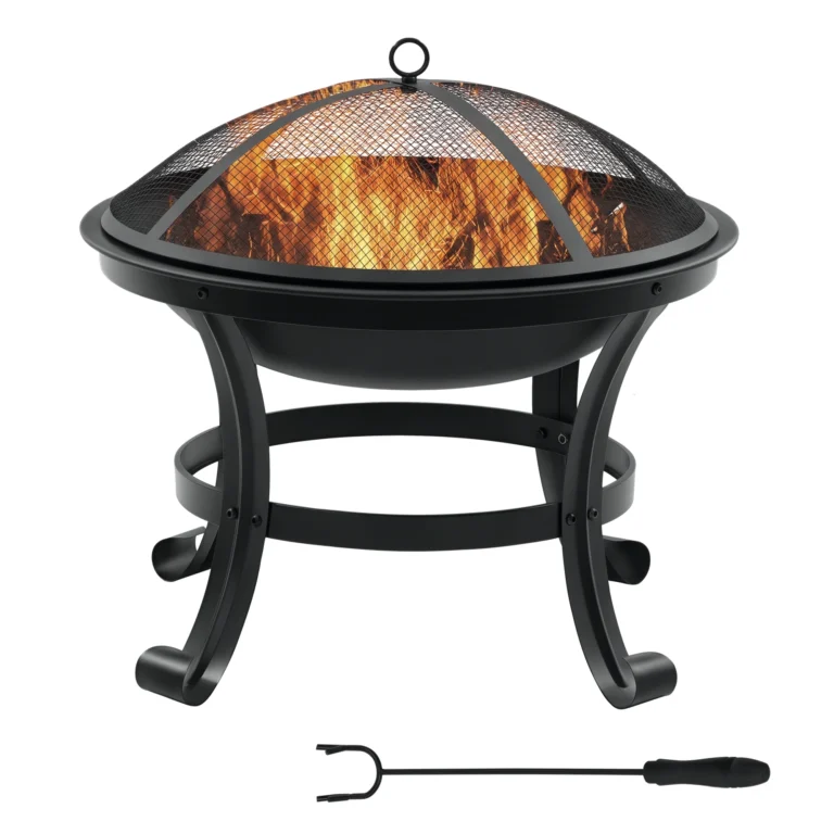 Outsunny Brasero Exterior de Acero con Protector de Chispas Ø55x50 cm Negro