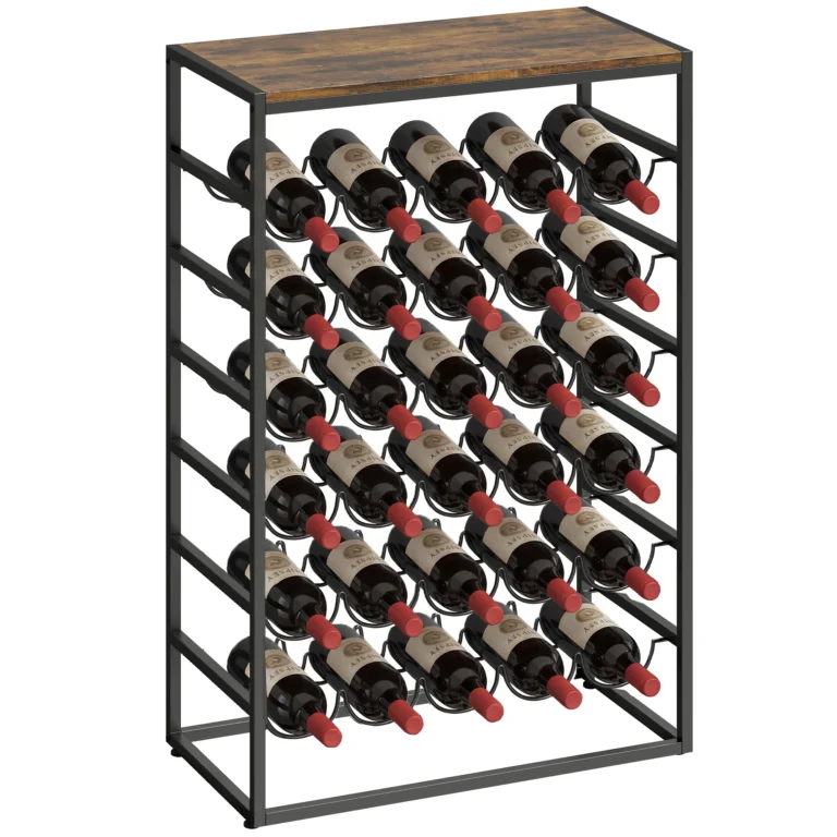 HOMCOM Botellero para 30 Botellas de 6 Niveles con Encimera Marrón Rústico