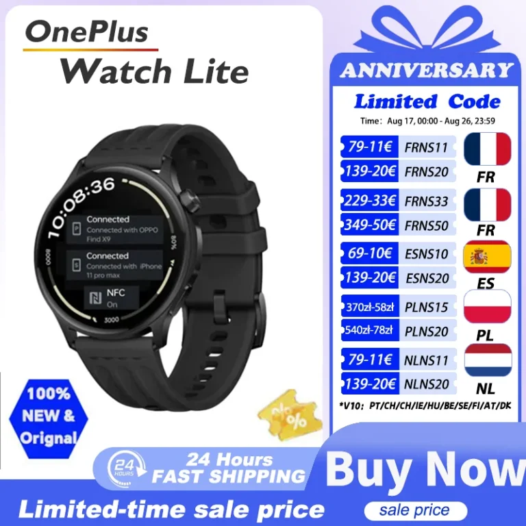 Estreno mundial OnePlus Watch Lite Smart Watch Versión global Hasta 10 días de duración de la…