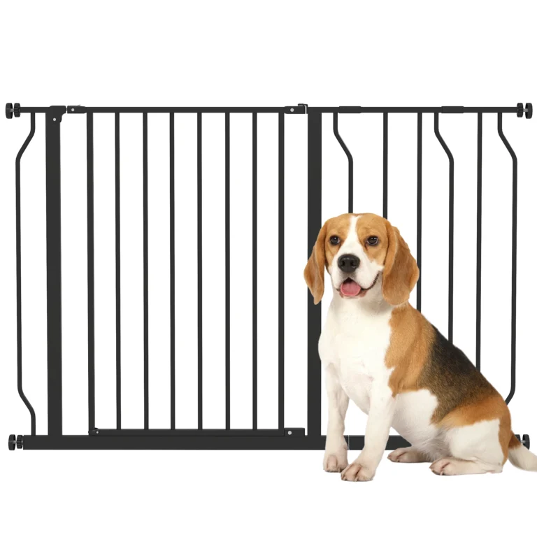 PawHut Barrera para Mascotas con 2 Extensiones Montaje a Presión Doble Bloqueo para Puerta Pasillo Escalera…
