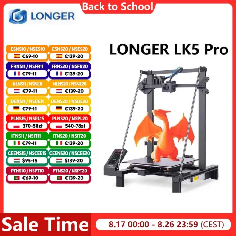 Impresora 3D LONGER LK5 Pro, 90% Pre-Ensamblada, Gran Volumen de Impresión de 300 × 300 ×…