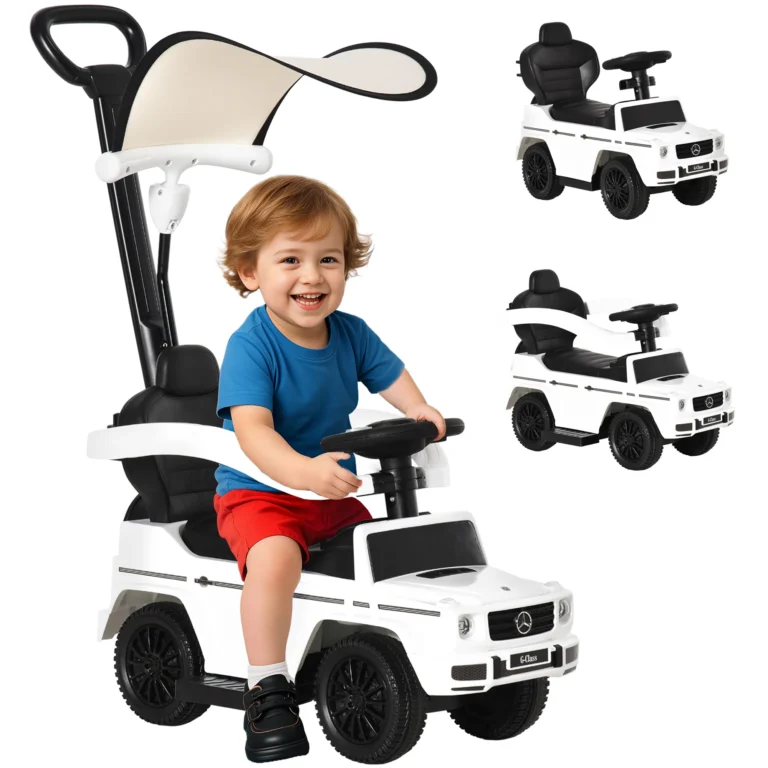 HOMCOM Correpasillos Mercedes para Niños +12 Meses con Bocina Capota Extraíble