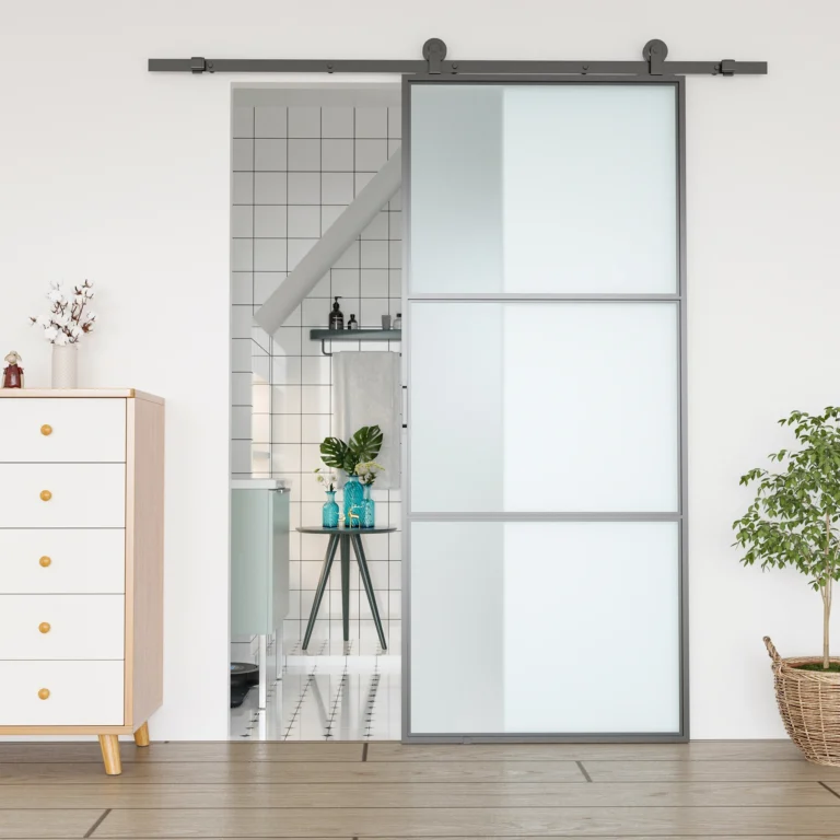 HOMCOM Herrajes para puertas correderas de granero, riel para puerta corredera de 35-45 mm de ancho,…