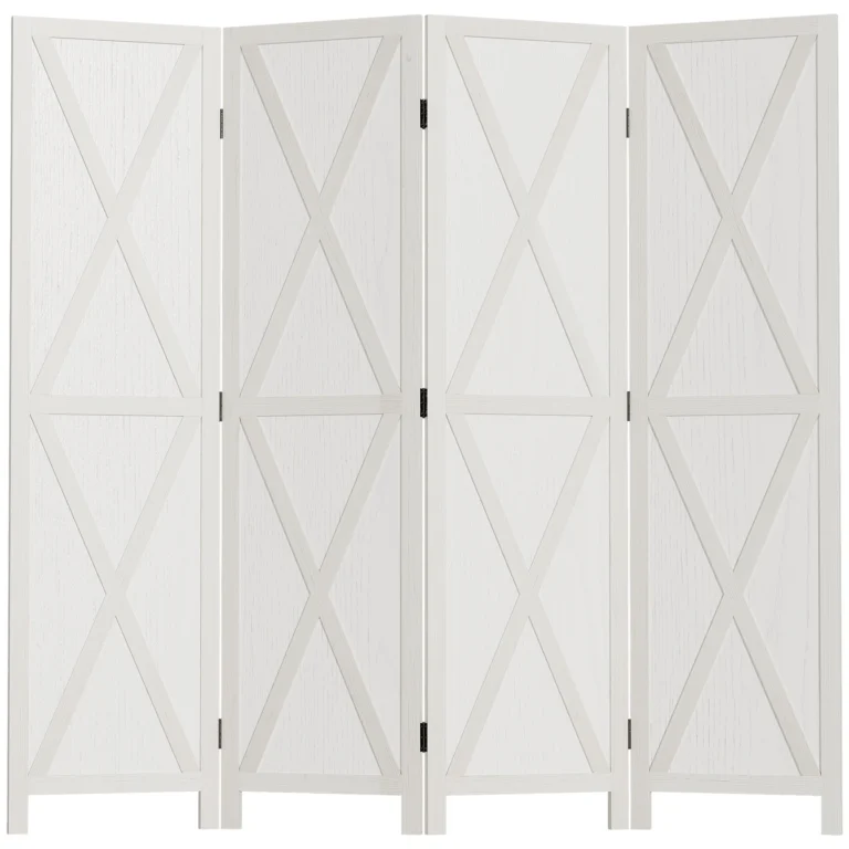 HOMCOM Biombo de 4 Paneles Separador de Ambientes Plegable 182x170cm para Salón