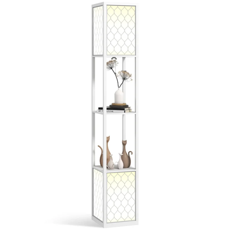 HOMCOM Lámpara de Pie Moderna con Estantes, Lámpara de Pie para Salón Casquillo E27, 40 W,…