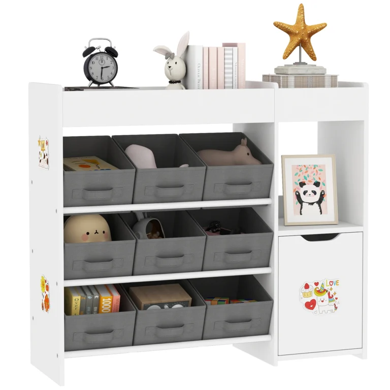 AIYAPLAY Mueble de Almacenamiento Infantil, Estante de Almacenamiento para Juguetes con 9 Cajones de Tela y…