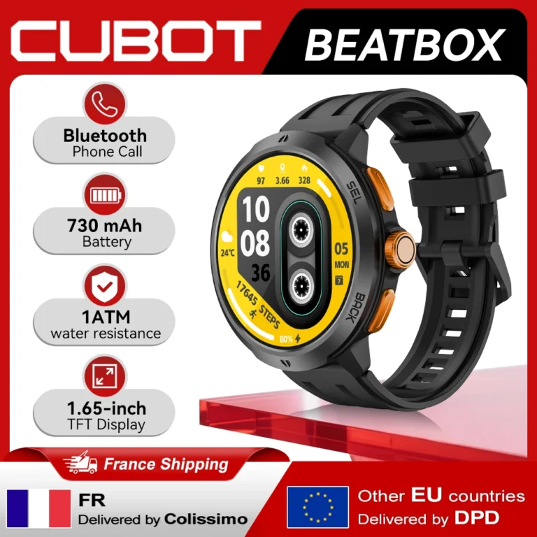 [Envío desde Francia] Reloj Inteligente Cubot BEATBOX, resistente al agua 1ATM, pantalla TFT HD de 1,65…