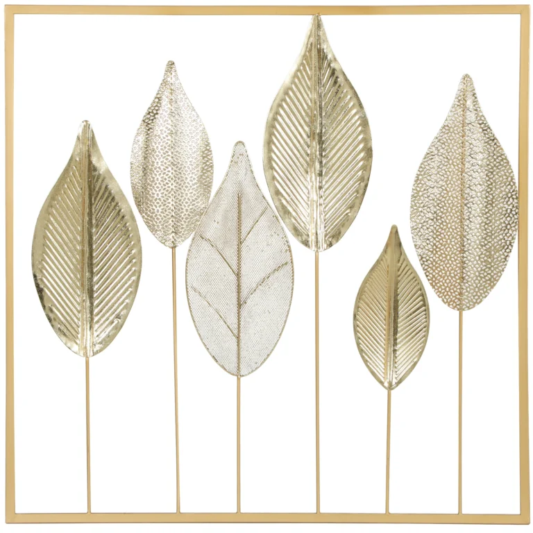 HOMCOM decoración de pared de metal moderna, escultura de pared de metal con hoja única, decoración…