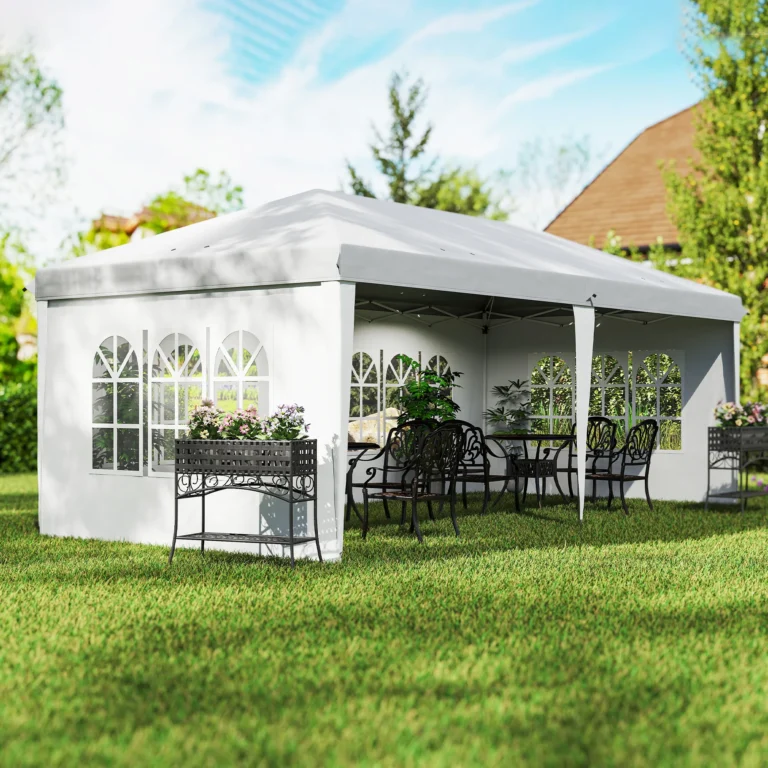 Outsunny Carpa Plegable 6x3 m, Pop-up, con 4 Laterales Desmontables, Cenador de Jardín con 4 Ventanas…