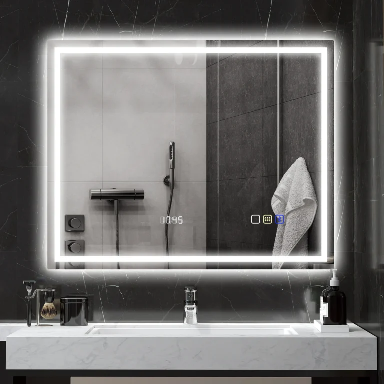 HOMCOM Espejo de baño con Bluetooth e iluminación LED 80x100 cm, espejo de pared luminoso para…