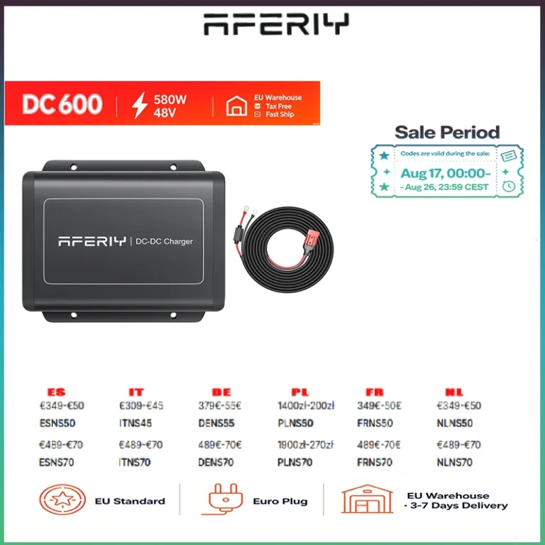 Cargador DC-DC AFERIY DC600 de 580W 48V, 6 Veces Más Rápido que el Encendedor de Cigarrillos,…