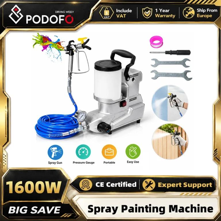 Pistola de Pintura sin Aire Podofo de 1600W y 2.5L/min, Pistola Eléctrica con Manguera de 5m,…