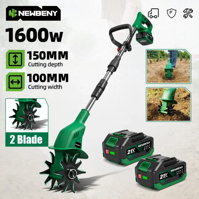 NEWBENY Cultivador Eléctrico de Doble Cuchilla, Cortacésped, Rotocultivador, Herramienta de Jardinería para Cultivo de Suelo, Compatible…